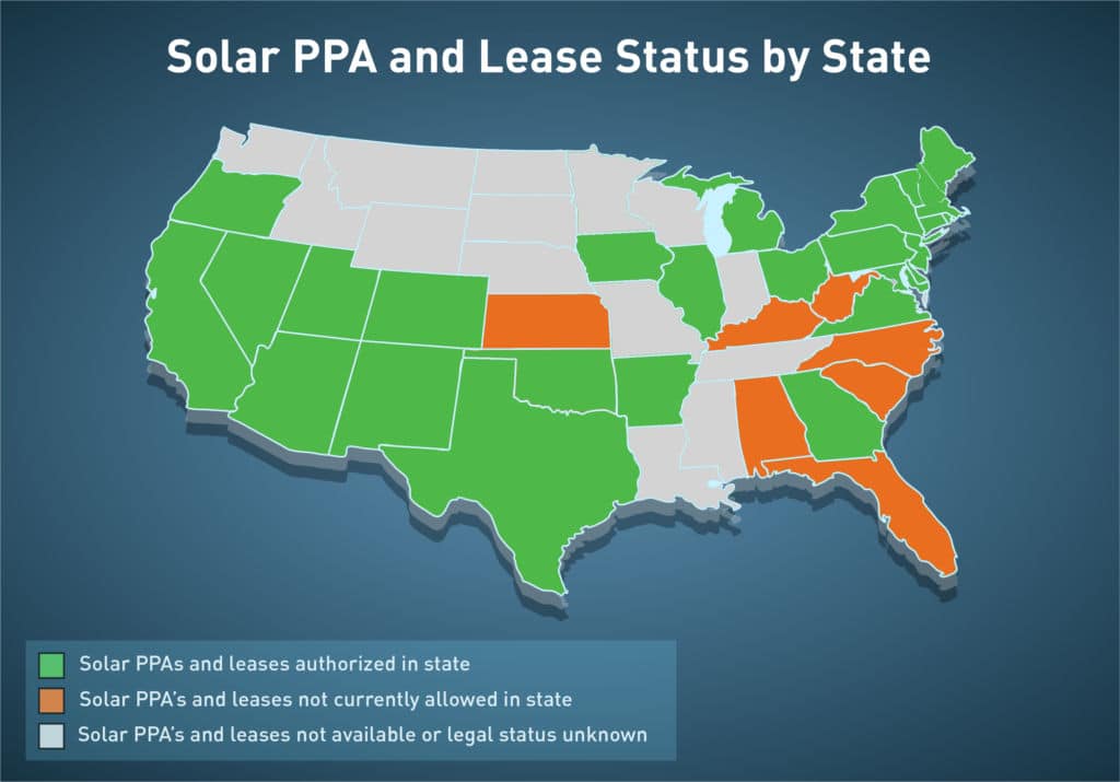 Solar PPA and Lease Status by State Info-Graphic