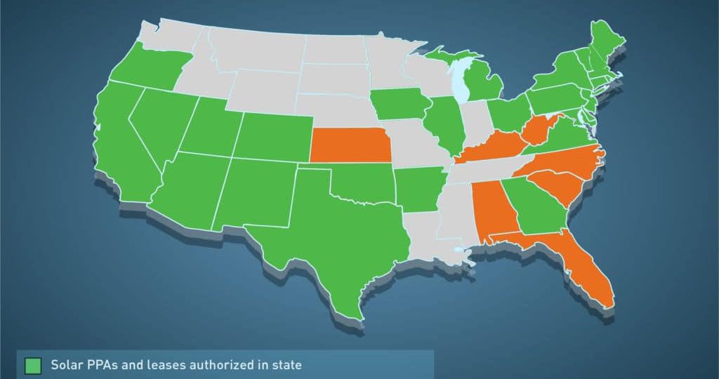 Solar PPA and Lease Status by State Info-Graphic