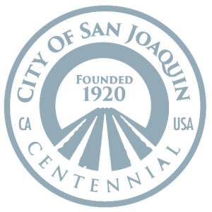 Circular logo for the City of San Joaquin Centennial, created for a Client Demo, features Founded 1920 in the center, a stylized road graphic, and text reading City of San Joaquin Centennial CA USA.