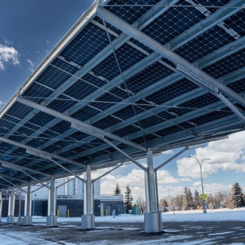 A,Modern,Solar,Carport,For,Public,Vehicle,Parking,Is,Outfitted