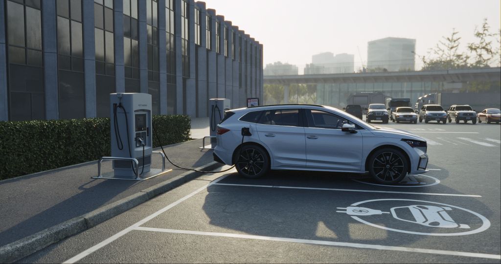 Generic,Electric,Car,Charging,At,Station,Dock,Point,In,Parking